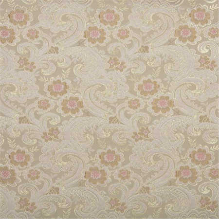Designer Fabrics 54 in. Wide Gold- Pink And White- Paisley Floral Brocade Upholstery Fabric E390